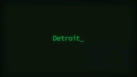 Retro Computer Coding Text Animation Typing Detroit, CRT Monitor Style Stock Footage 231256935