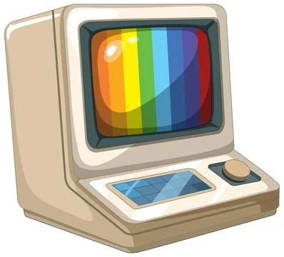 Retro Computer with Colorful Screen Illustrazione stock