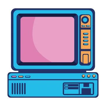 Retro computer desktop device Stock Illustration