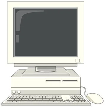 Retro computer device isolated Stock Illustration