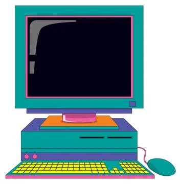 Retro computer device isolated Stock Illustration