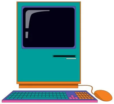 Retro computer device isolated Stock Illustration