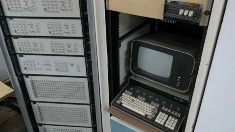 Retro Computer With Electronic Dials And Buttons Stock Footage 121664625