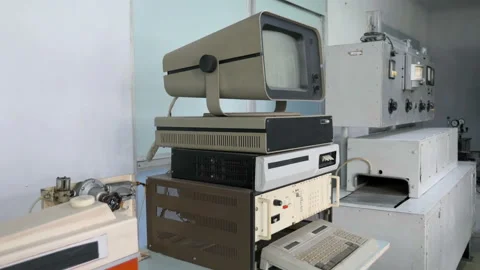 Retro Computer Electronic Machine. Stock Footage 98419615
