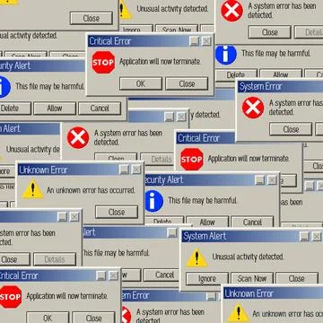 Retro Computer Error Message Windows Background Vector Illustration Stock Illustration