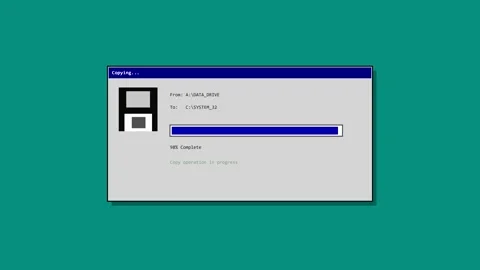 Retro computer file copy progress bar animation Vídeo Stock 347395047