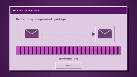 Retro computer file extraction progress bar animation video Stock Footage 346926325