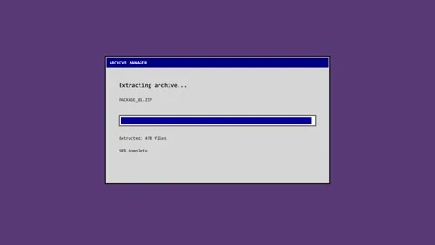 Retro computer file extraction progress bar animation Stock Footage 347394716