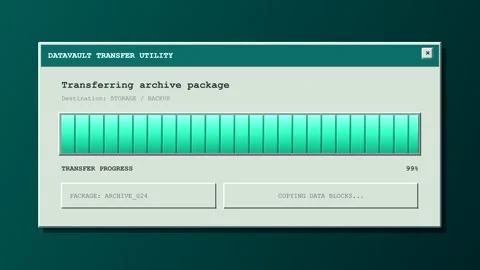 Retro computer file transfer progress bar animation Stock Footage 346926254