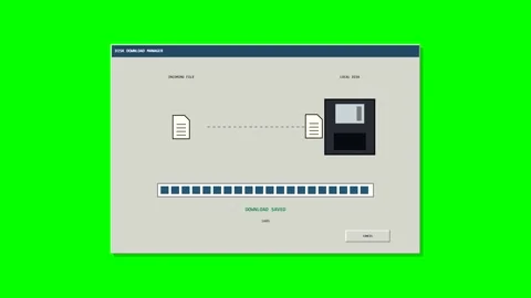 Retro computer file transfer progress bar animation Stock Footage 346981832