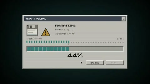 Retro Computer Format Volume Progress Animation Vintage UI Loading Screen Pixel Stock Footage 342594963