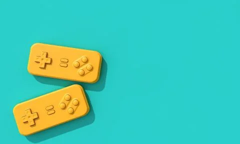 Retro computer game controller background. 3D Rendering 스톡 일러스트
