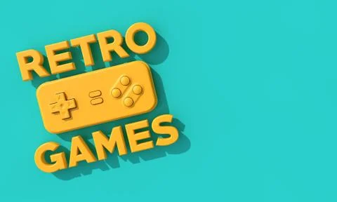 Retro computer game controller background. 3D Rendering Stock Illustration