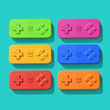 Retro computer game controller background. 3D Rendering Illustrazione stock