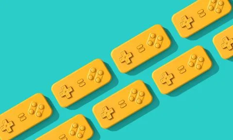 Retro computer game controller background. 3D Rendering Stock Illustration