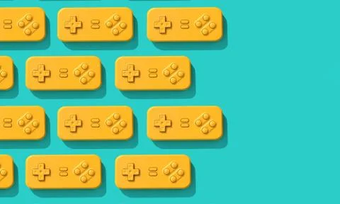 Retro computer game controller background. 3D Rendering Stock Illustration