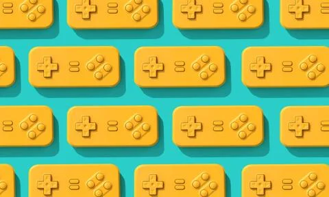 Retro computer game controller background. 3D Rendering Stock Illustration