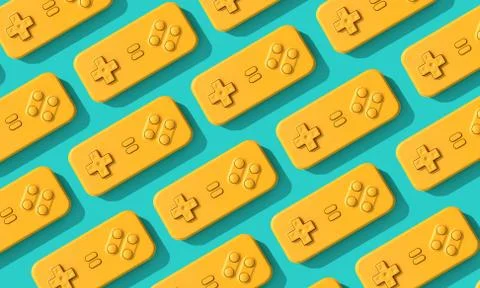 Retro computer game controller background. 3D Rendering Stock Illustration