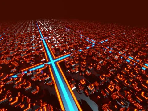 Retro Computer game Space city Illustrazione stock