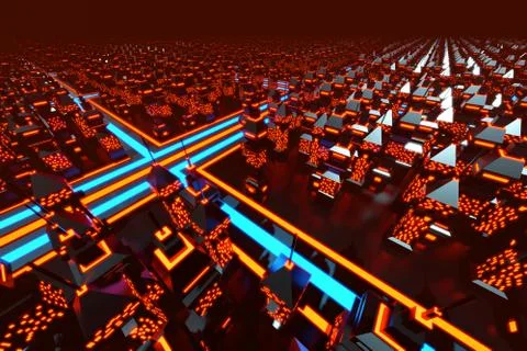 Retro Computer game Space city Illustrazione stock