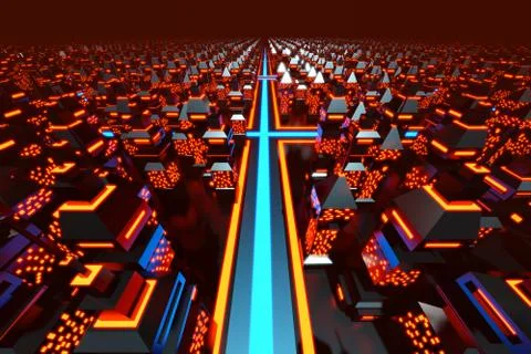 Retro Computer game Space city Illustrazione stock