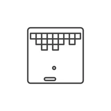 Retro Computer Game vector icon in thin line style Stock Illustration