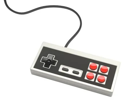 Retro computer gaming controller joystick on a white background Stock Illustration