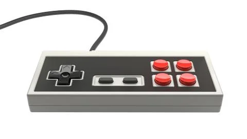 Retro computer gaming controller joystick on a white background Stock Illustration