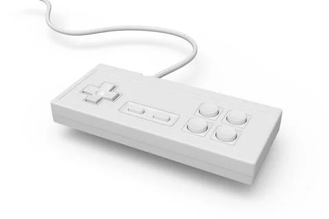 Retro computer gaming controller joystick on monochrome white background. Stock Illustration