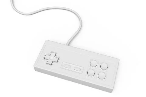 Retro computer gaming controller joystick on monochrome white background. Stock Illustration