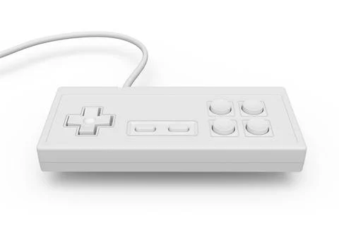 Retro computer gaming controller joystick on monochrome white background. Stock Illustration