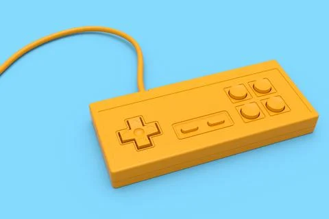 Retro computer gaming controller joystick on monochrome blue background. Stock Illustration