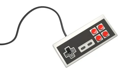 Retro computer gaming controller joystick on a white background Stock Photos