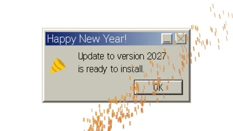 Retro Computer Happy New Year Greeting Animation Stock Footage 347126188