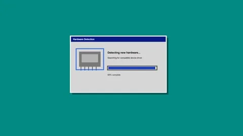 Retro computer hardware installation dialog screen Stock Footage 347390950