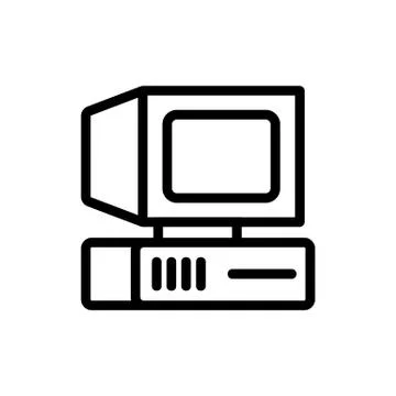Retro computer icon vector. Isolated contour symbol illustration Stock Illustration