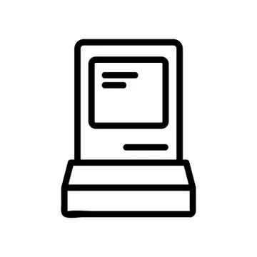 Retro computer icon vector. Isolated contour symbol illustration Illustrazione stock