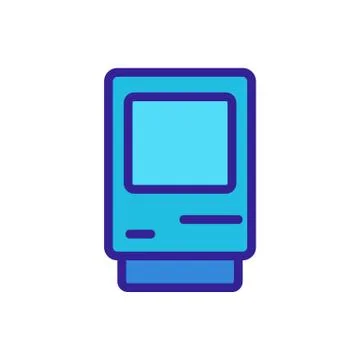 Retro computer icon vector. Isolated contour symbol illustration Stock Illustration