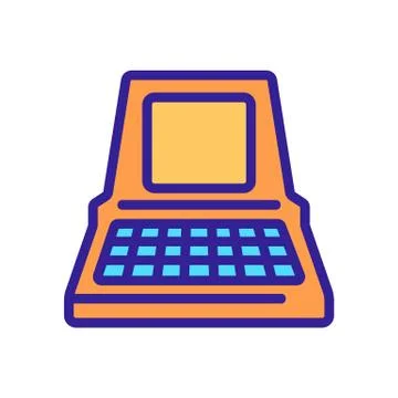 Retro computer icon vector. Isolated contour symbol illustration Stock Illustration