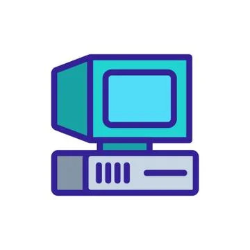 Retro computer icon vector. Isolated contour symbol illustration Stock Illustration