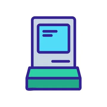 Retro computer icon vector. Isolated contour symbol illustration Stock Illustration