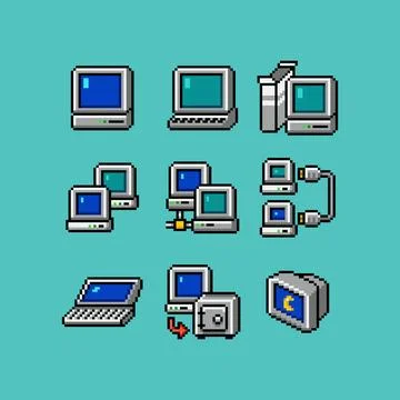 Retro computer interface elements set. Old PC UI icon assets for computer Illustrazione stock
