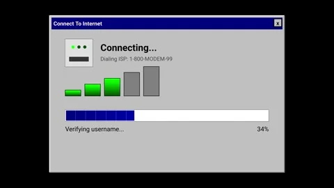 Retro Computer Internet Dial Up Connection Window Interface Stock Footage 347986544