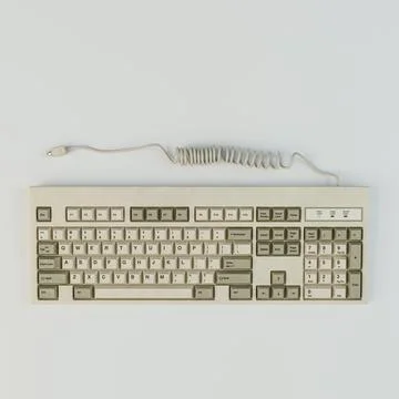 Retro computer keyboard isolated on white Stock Illustration