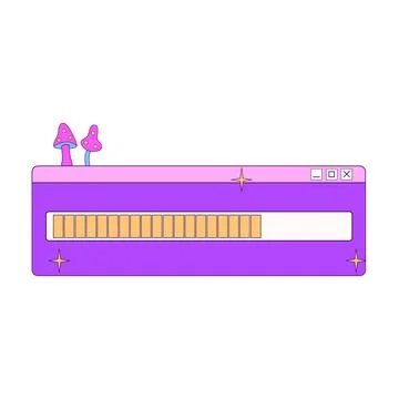 Retro computer loading bar windowns elements. Illustrazione stock