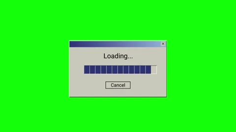 Retro Computer Loading Window Animation with Progress Bar on Green Screen Stock Footage 332447433