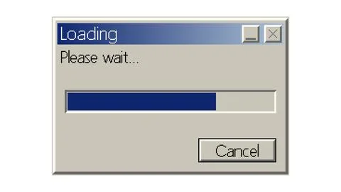 Retro computer loading window progress bar interface Stock Illustration