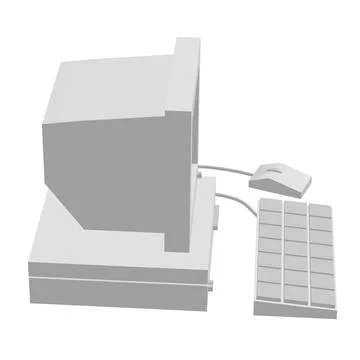 Retro computer with monitor mouse and keyboard. Business concept Stock Illustration