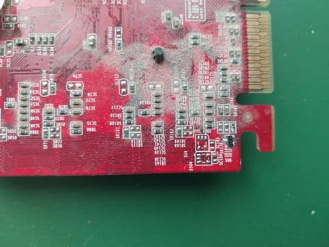 Retro computer motherboard with microcircuits Stock Photos