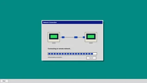 Retro computer network connection progress bar screen stock footage Stock Footage 347390894
